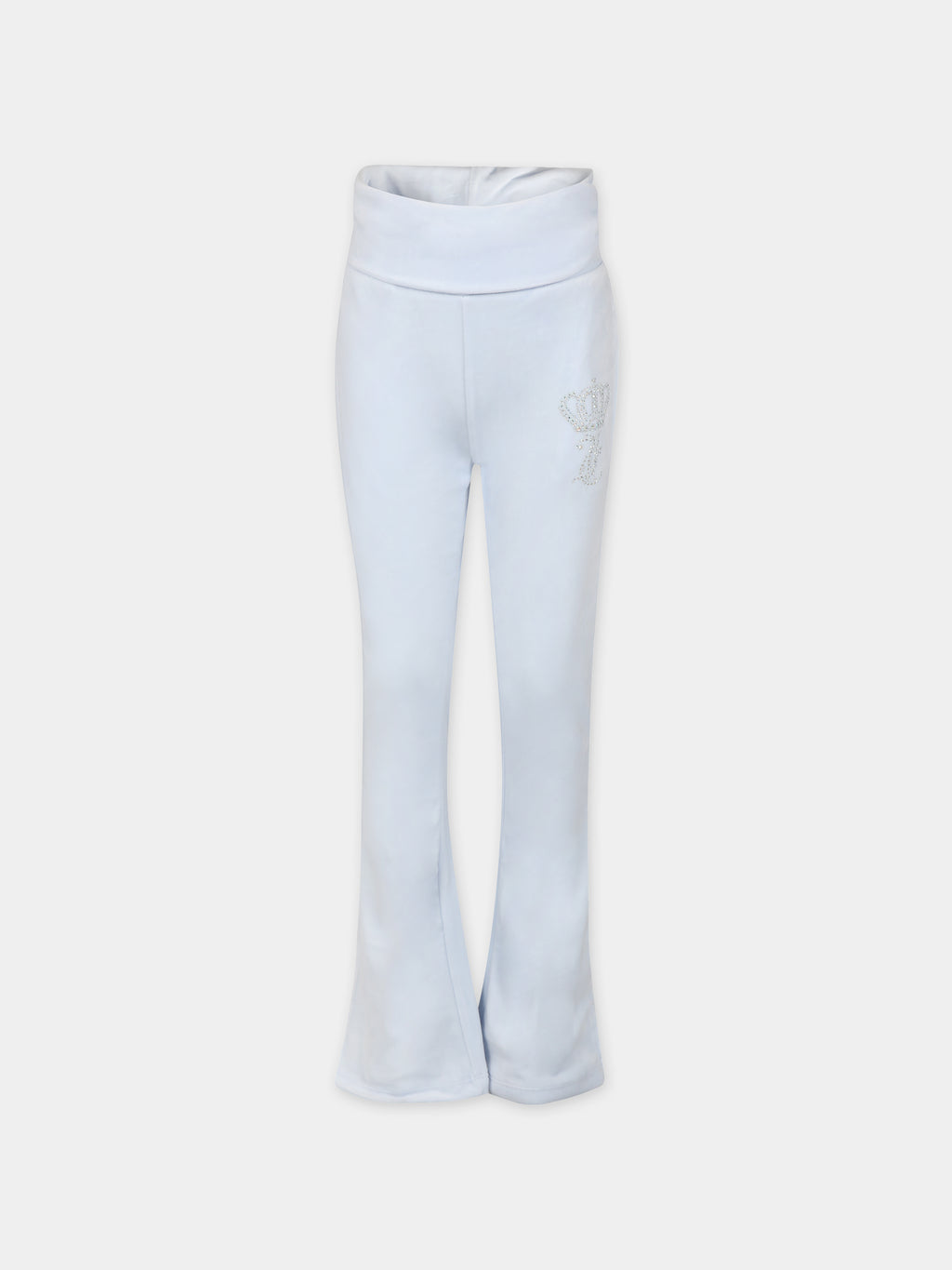 Light blue trousers for girl with logo